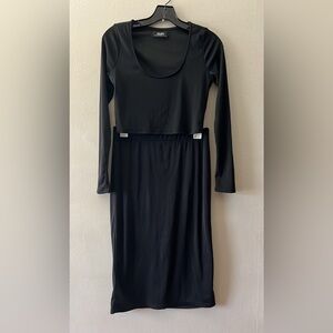 Lulus Black Long Sleeve top and skirt set